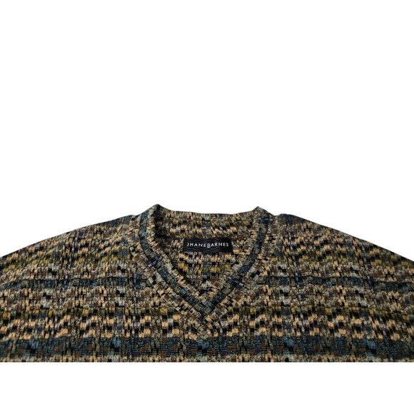 Jhane Barnes Geometric Sweater V-Neck Multicolor Men’s Small EUC - Picture 2 of 8